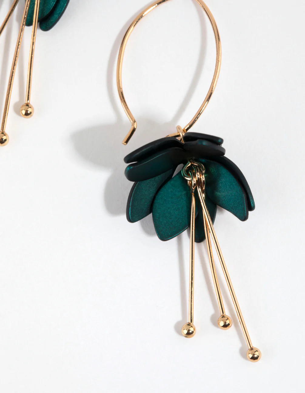Green Mini Flower Drop Earrings - Image 3