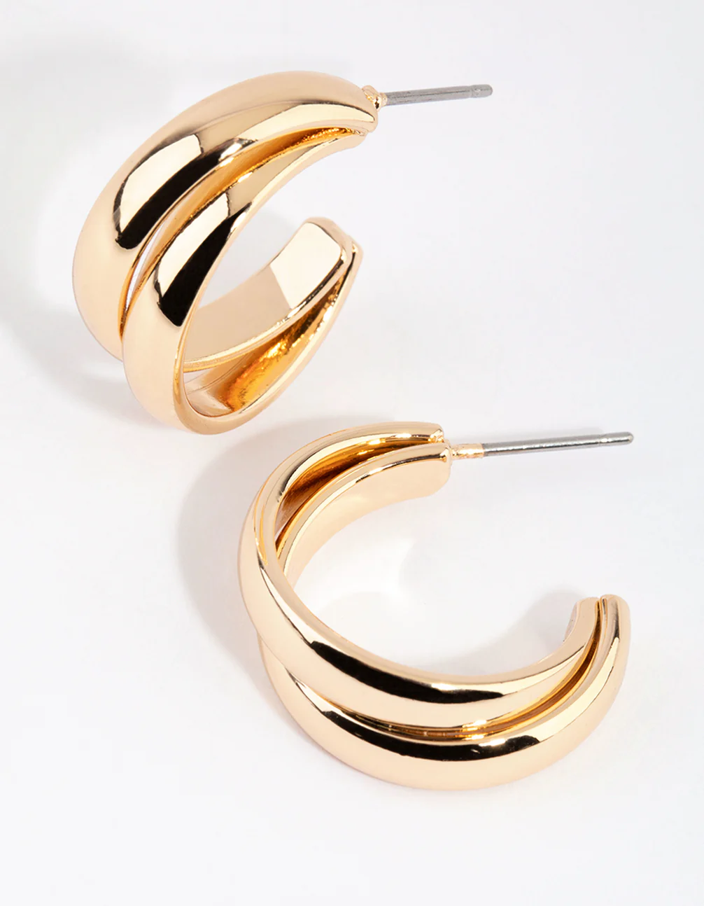 Gold Small Double Hoop Earrings - Image 2