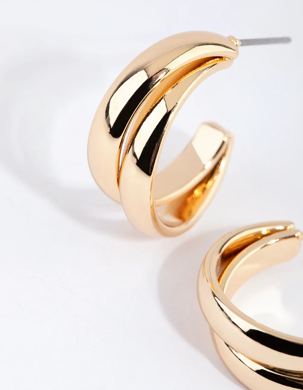 Gold Small Double Hoop Earrings - Image 3