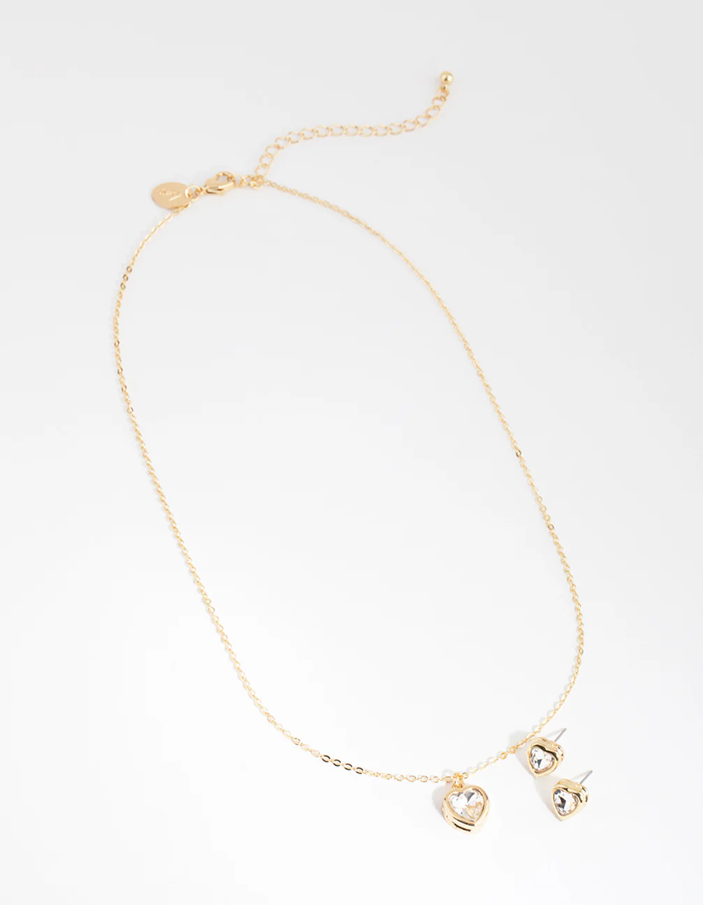 Gold Small Heart Necklace & Earrings Set - Image 2