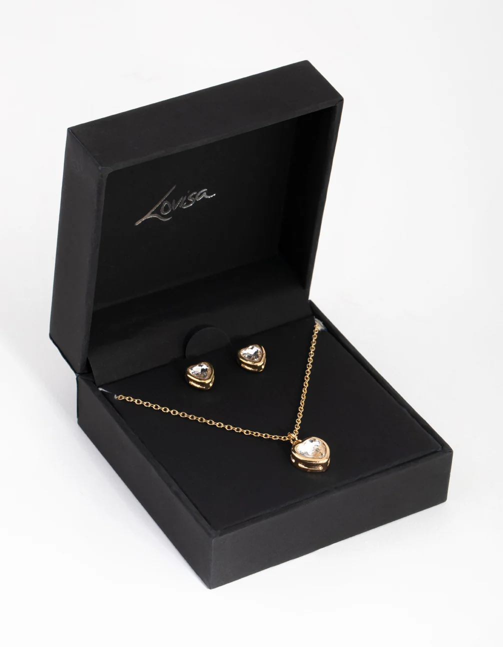 Gold Small Heart Necklace & Earrings Set - Image 3