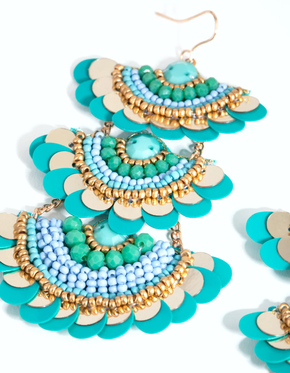 Tired Sequin Beaded Drop Earrings - Image 3