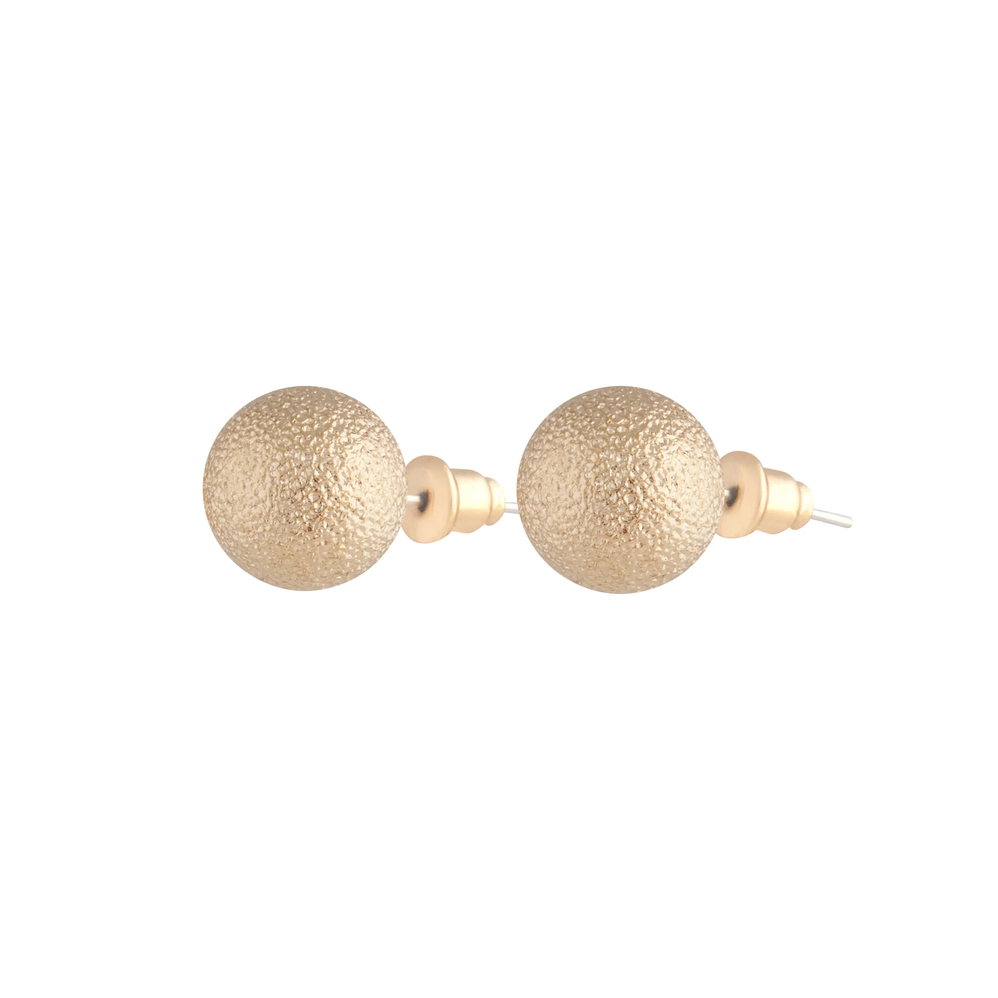 Gold Tone Textured Stud Earrings - Image 2