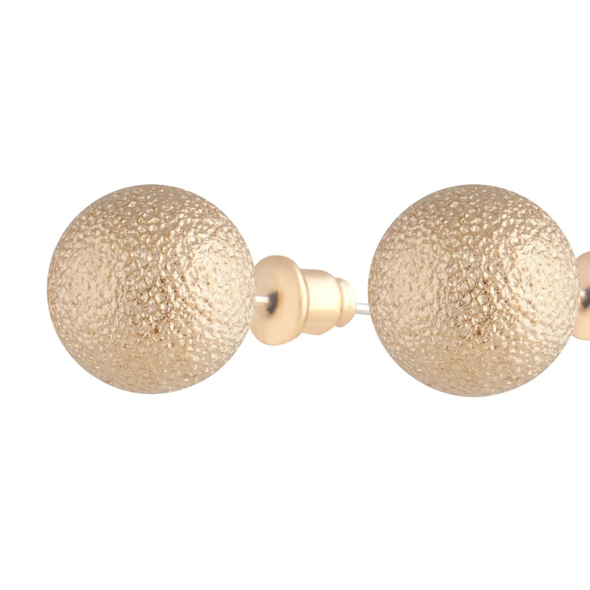 Gold Tone Textured Stud Earrings - Image 3