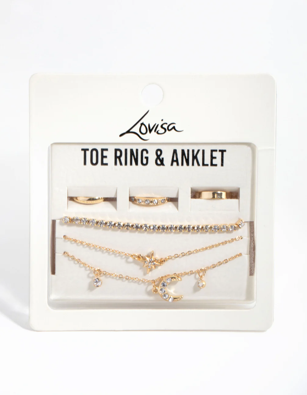 Gold Moon Anklet & Toe Ring 6-Pack Set - Image 4