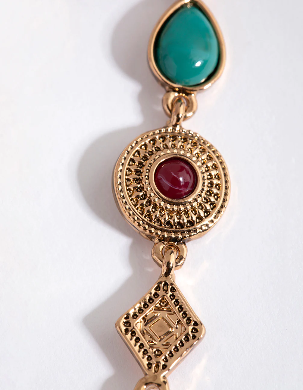 Antique Gold Long Chain Tassel Drop Earrings - Image 3