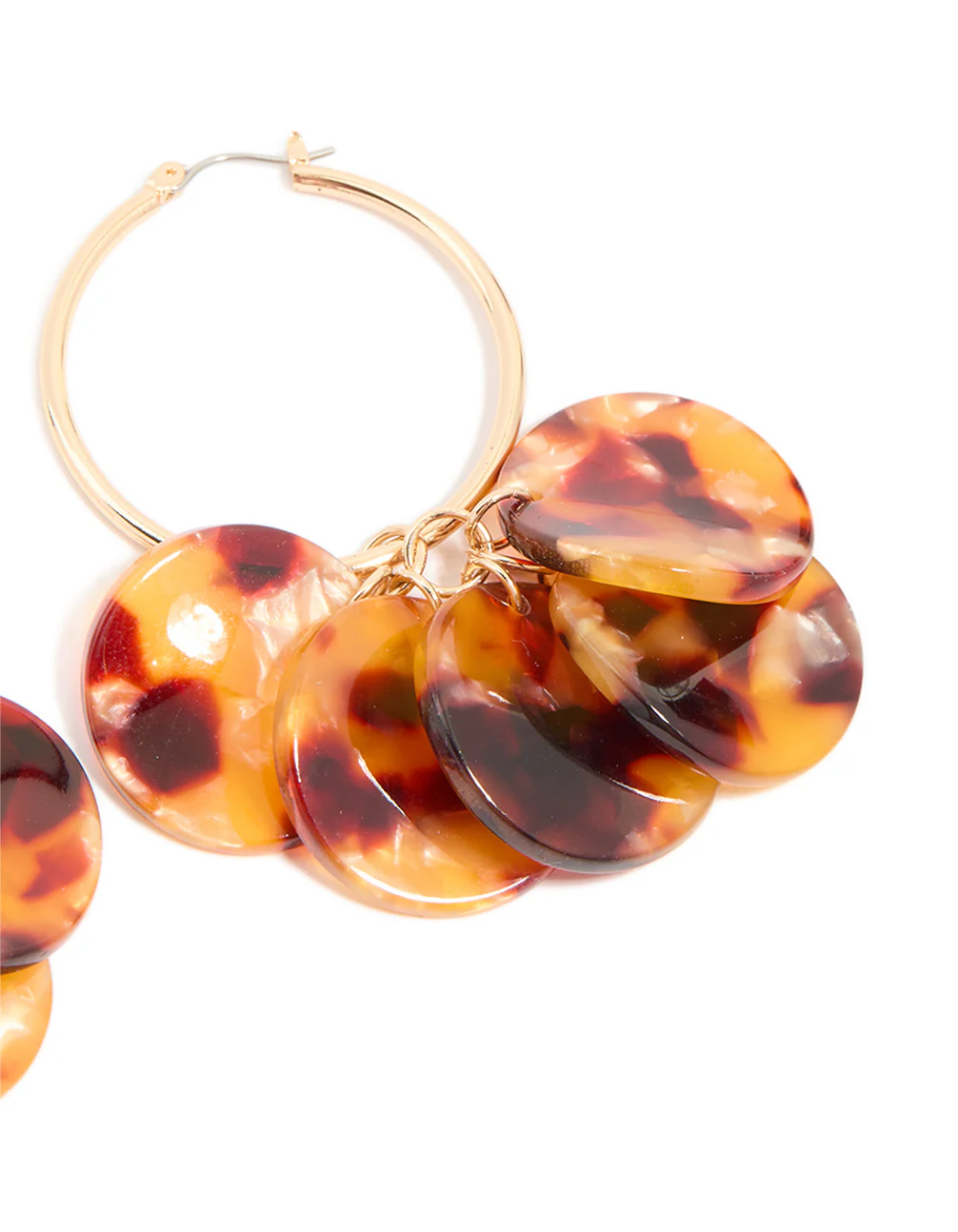 Gold Tortiiuseshell Acrylic Five Petal Hoop Earrings - Image 5