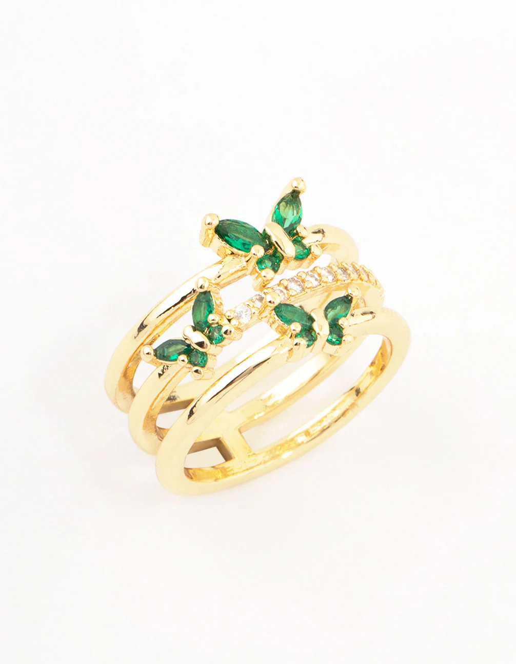 Gold Plated Triple Butterfly Band Ring - Image 4