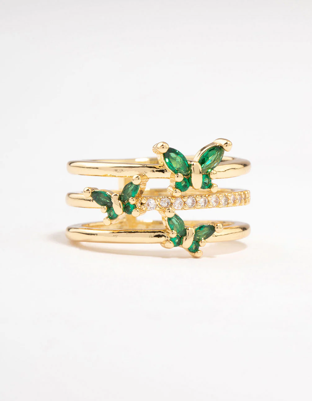 Gold Plated Triple Butterfly Band Ring - Image 8