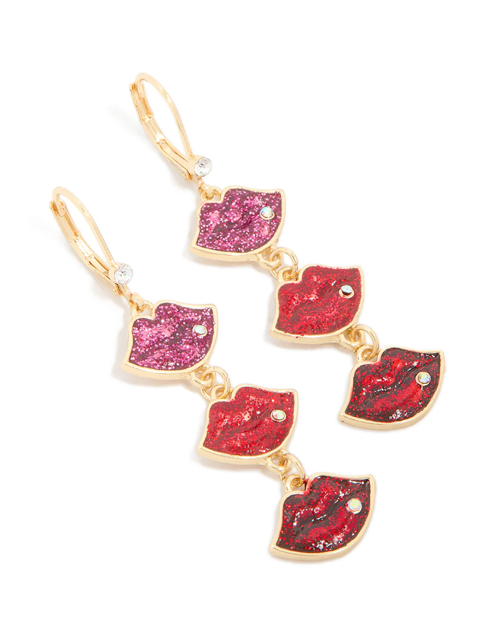 Gold Triple Kiss Drop Earrings - Image 2