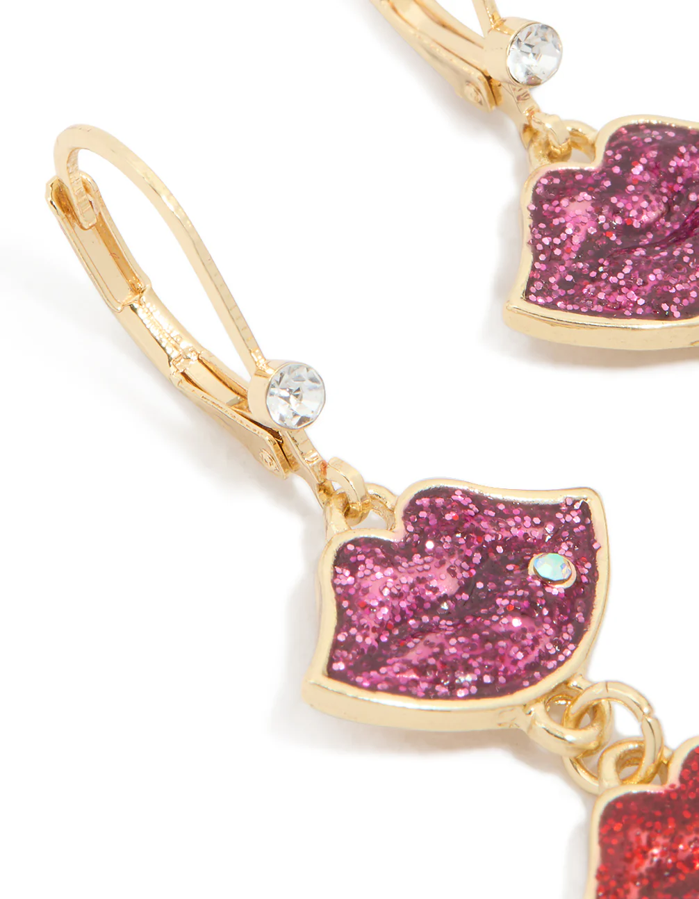 Gold Triple Kiss Drop Earrings - Image 4