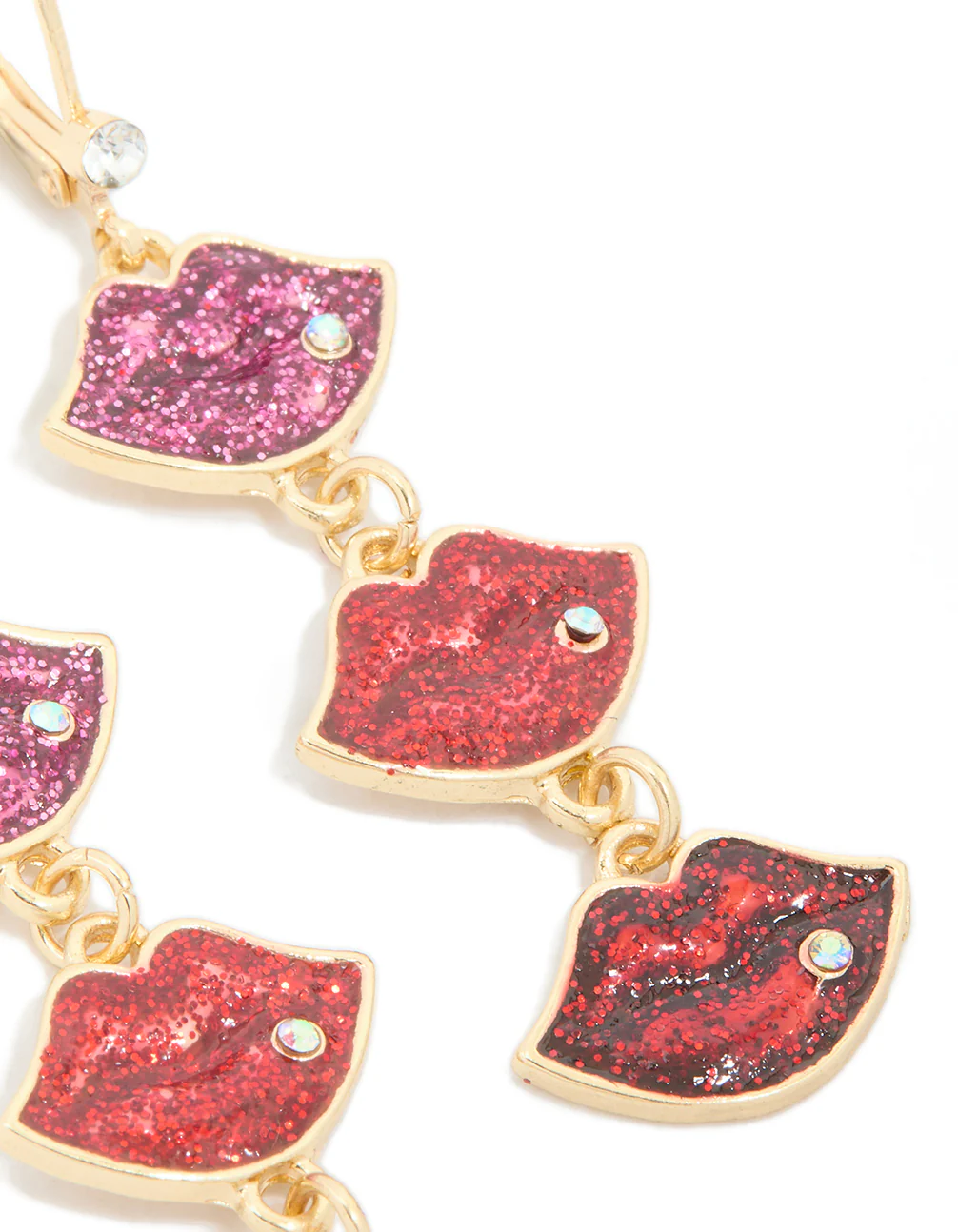 Gold Triple Kiss Drop Earrings - Image 5