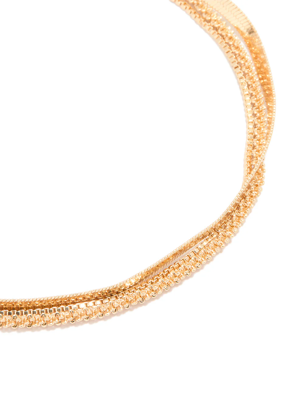 Gold Triple Layered Mixed Chain Anklet - Image 2