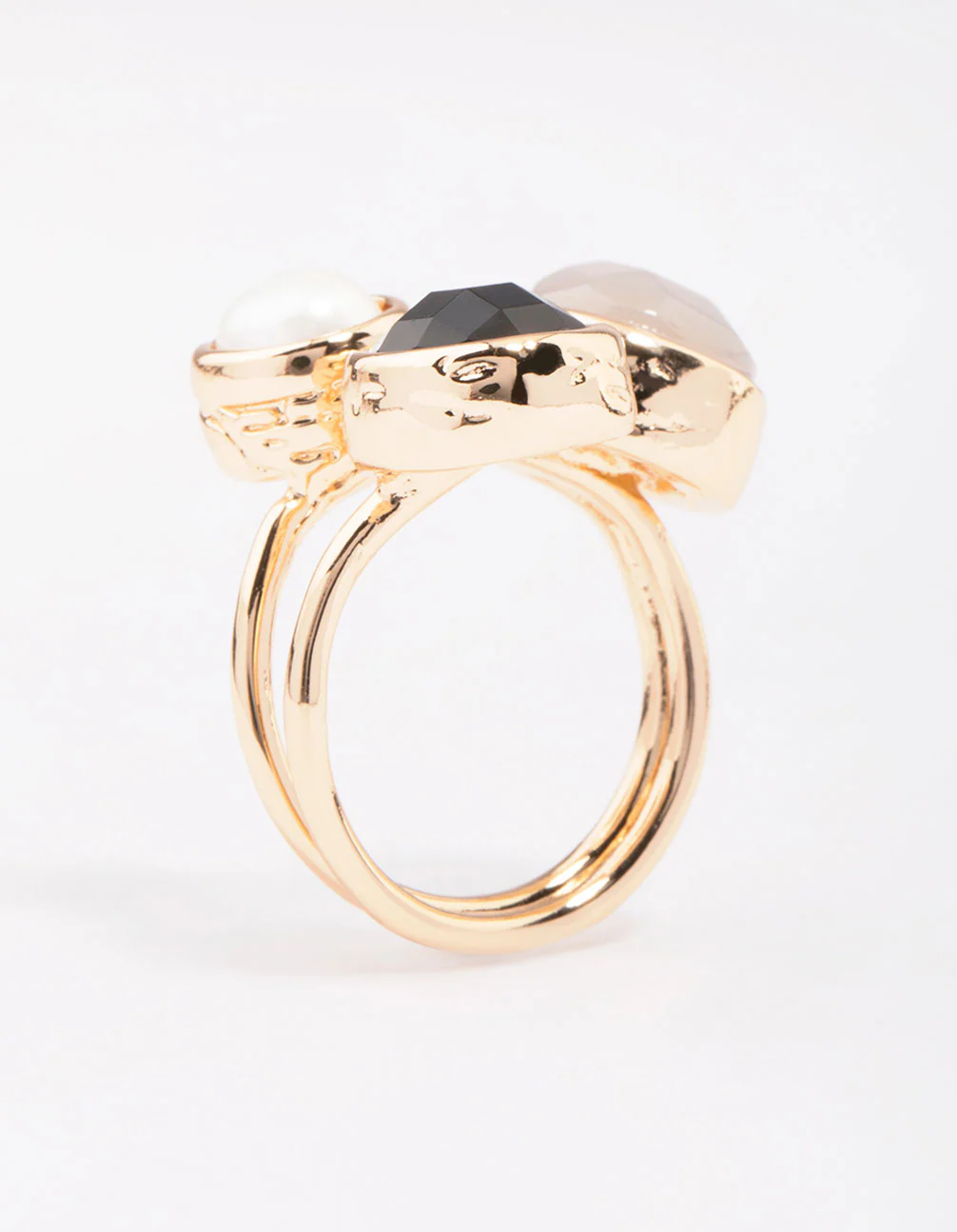 Gold Triple Stone Wrapped Cocktail Ring - Image 2