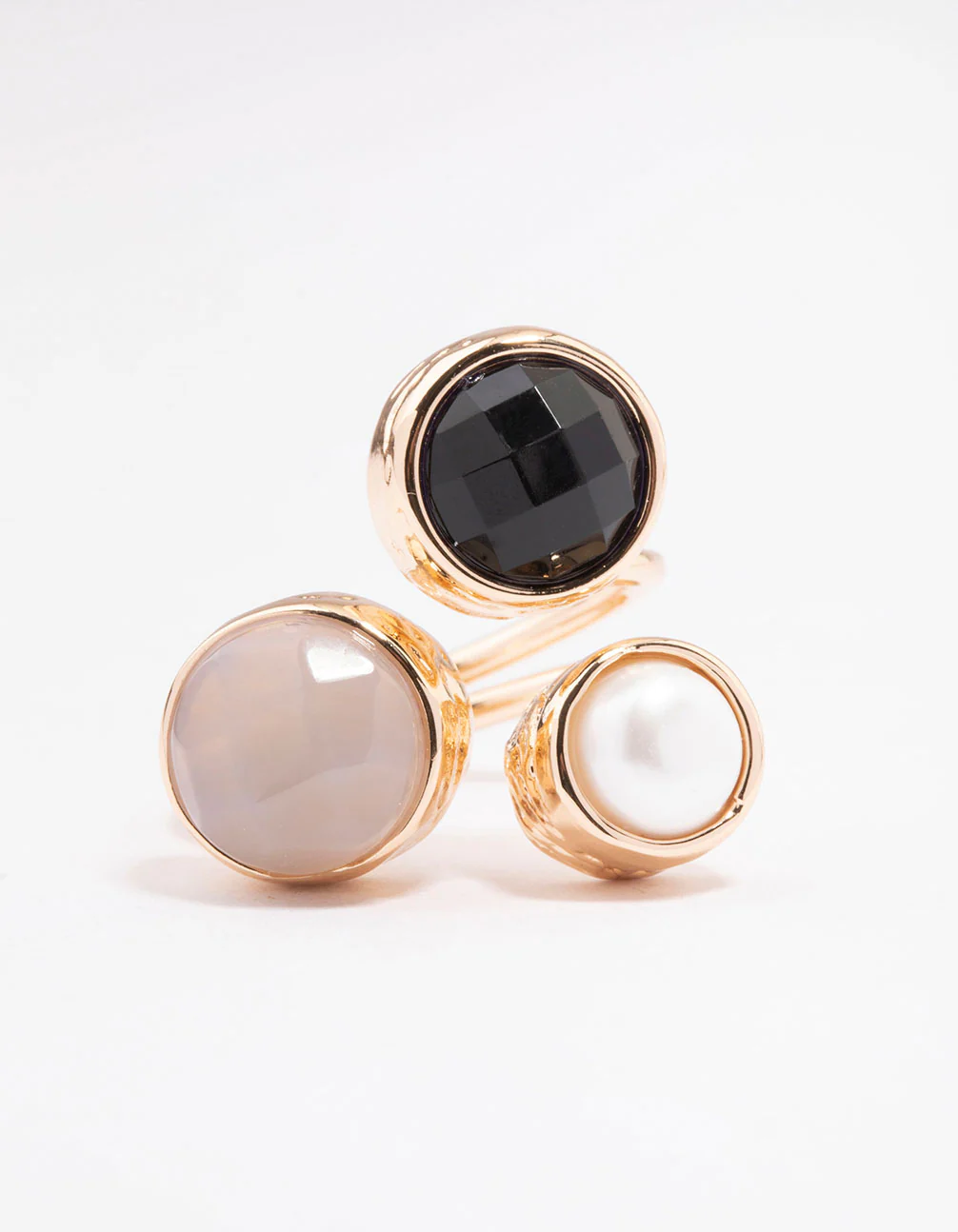 Gold Triple Stone Wrapped Cocktail Ring - Image 3