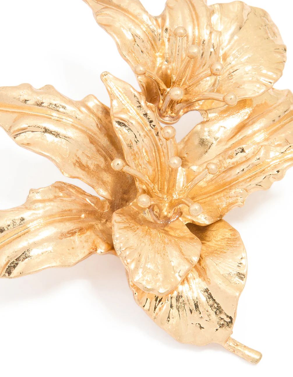Gold Tropical Floral Brooch - Image 2
