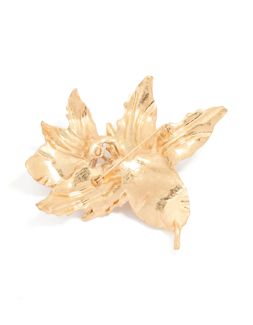 Gold Tropical Floral Brooch - Image 3