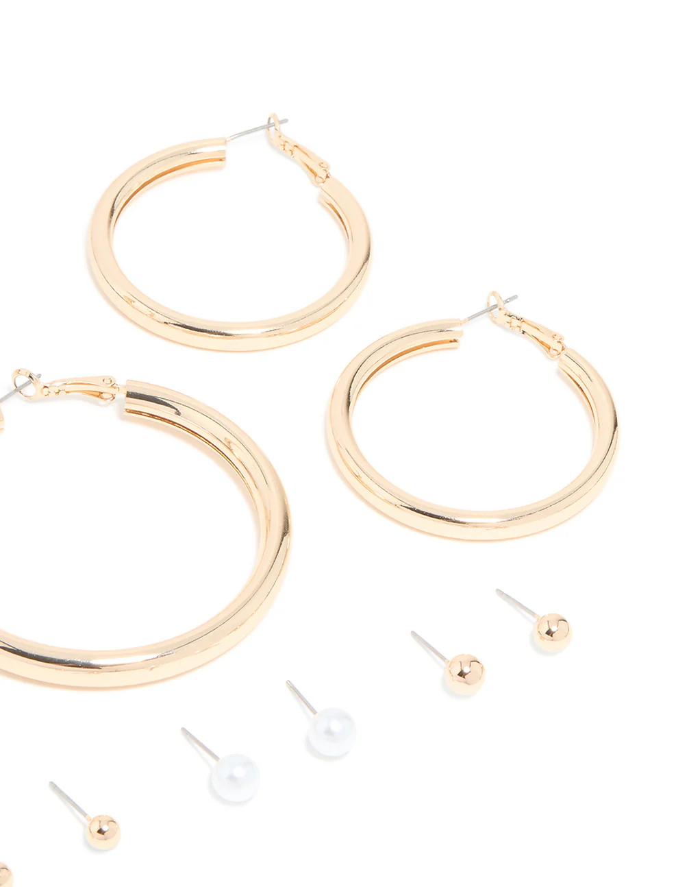 Gold Tube Hoop Earrings 6-Pack - Image 3