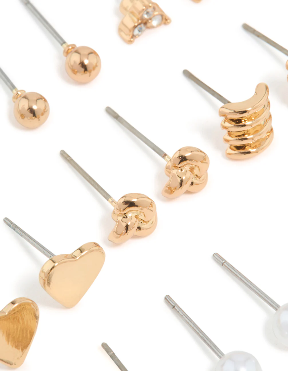 Gold Twisted & Diamante Stud Earrings 12-Pack - Image 3