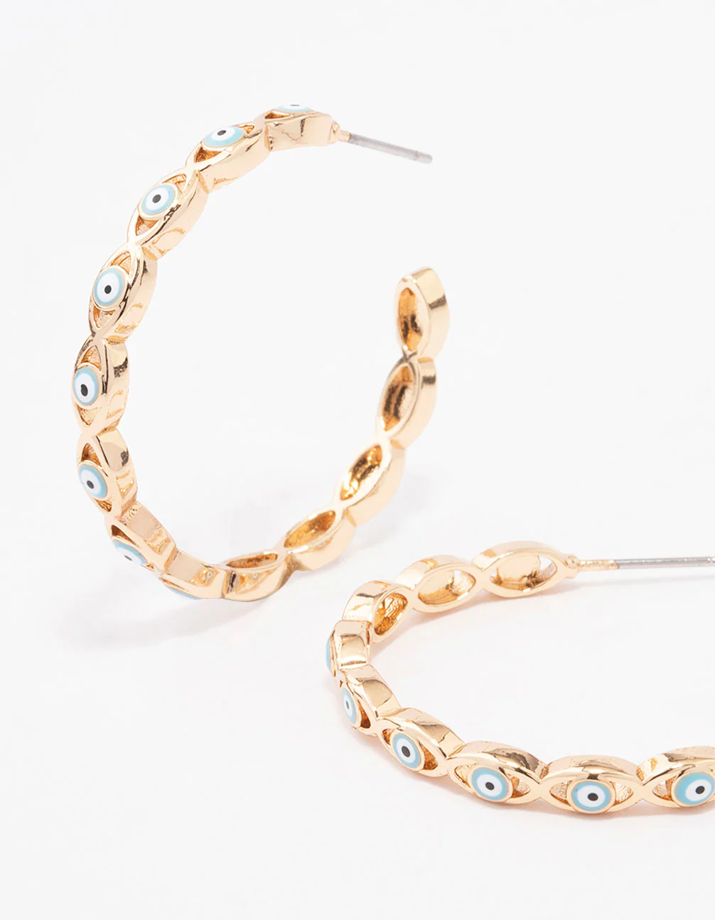Gold Twisted Eye Hoop Earrings - Image 2