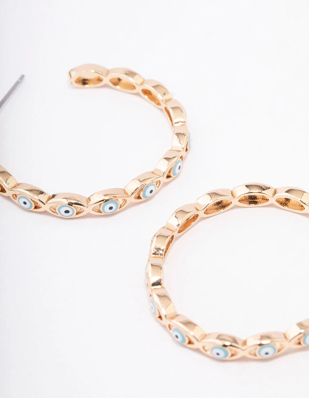Gold Twisted Eye Hoop Earrings - Image 3