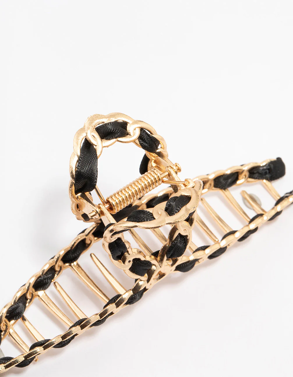 Gold Twisted Fabric Wrap Claw Clip - Image 2