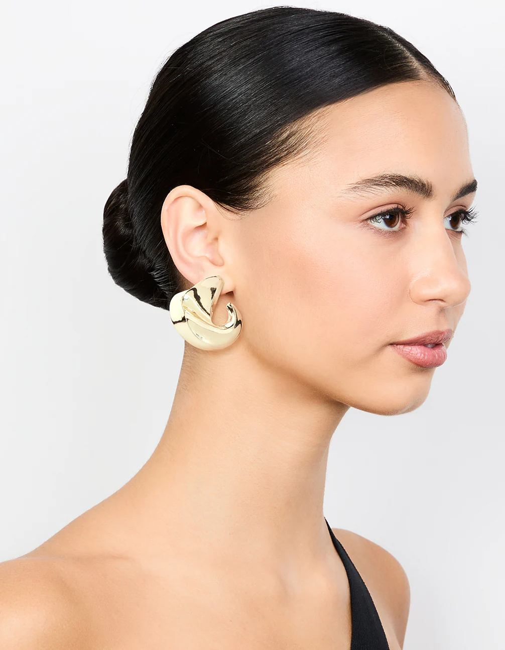 Gold Twisted Large Stud Earrings - Image 3
