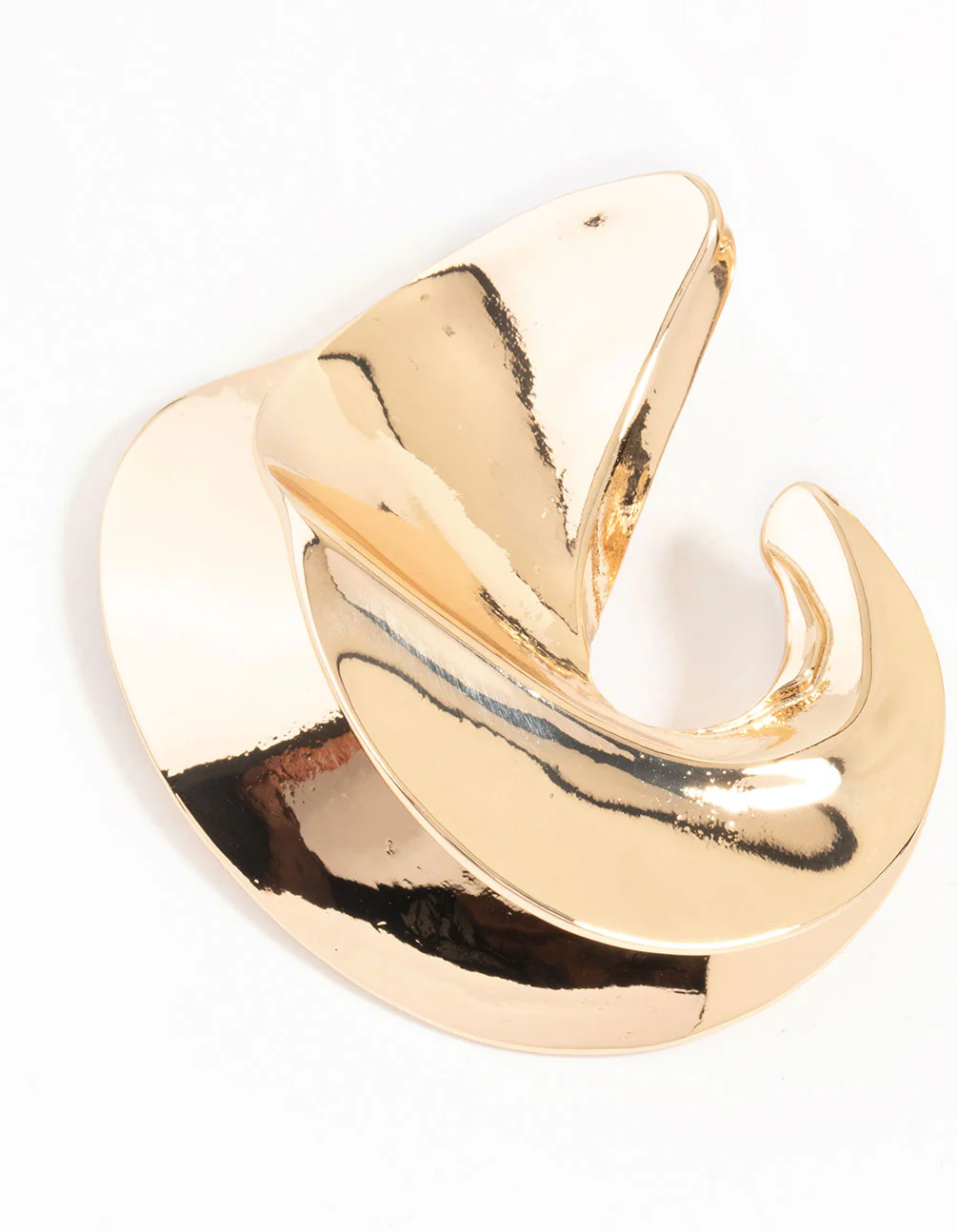 Gold Twisted Large Stud Earrings - Image 4