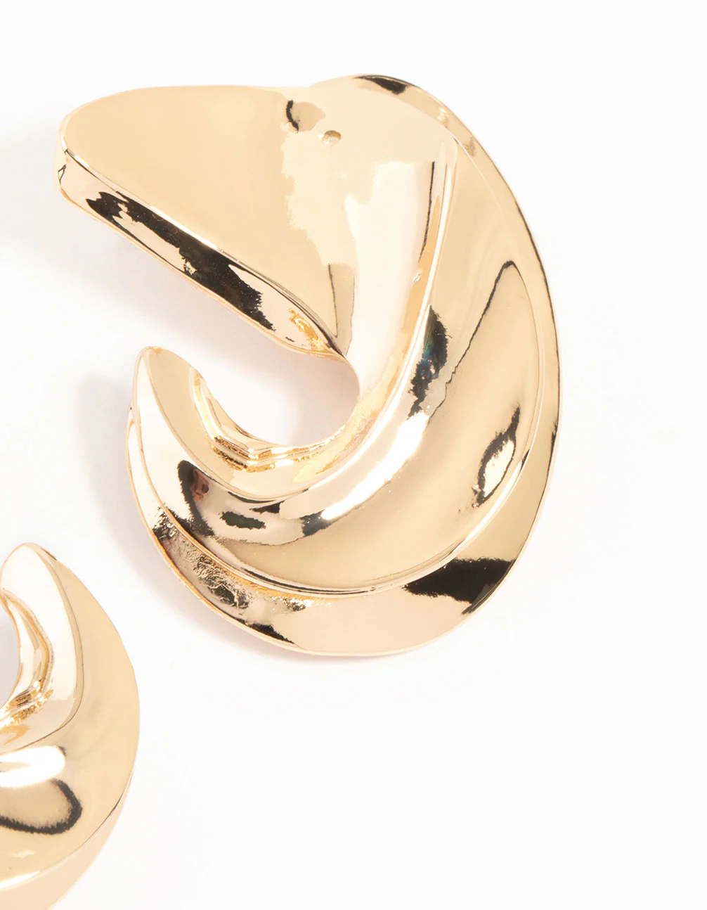 Gold Twisted Large Stud Earrings - Image 5
