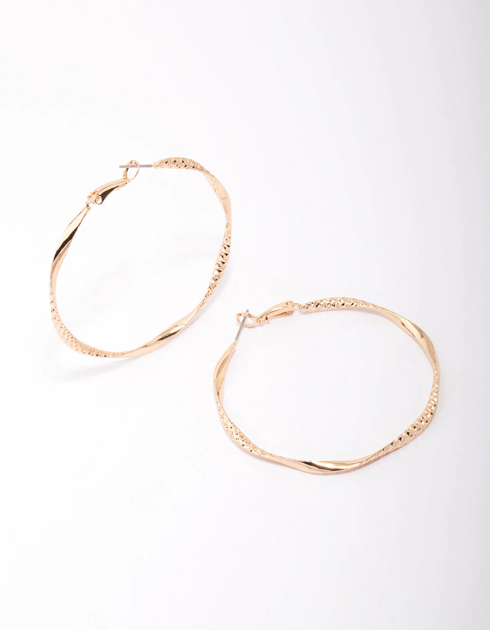 Gold Twisted Textured Hoop Earrings