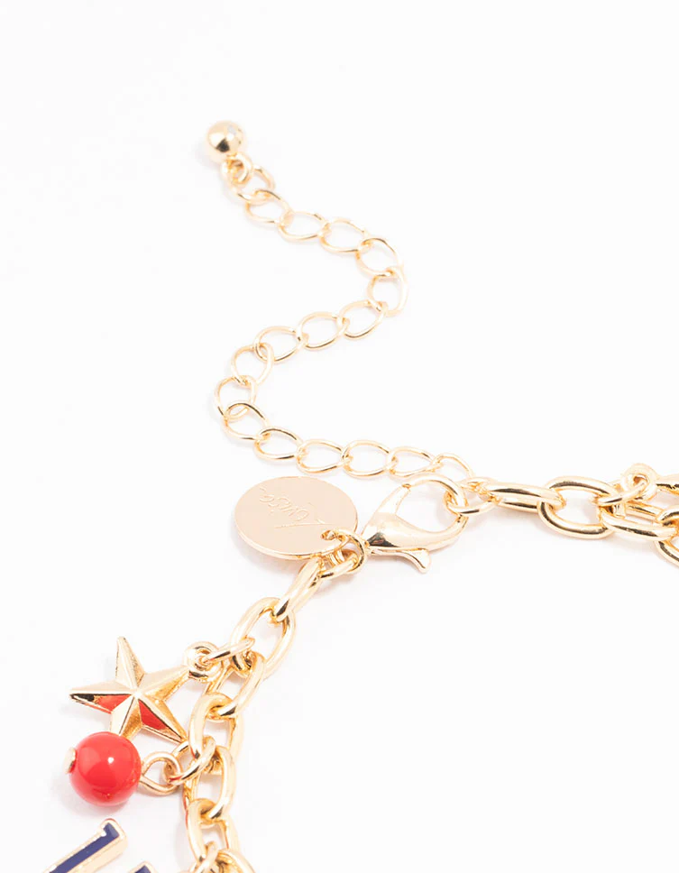Gold USA Charm Bracelet - Image 3
