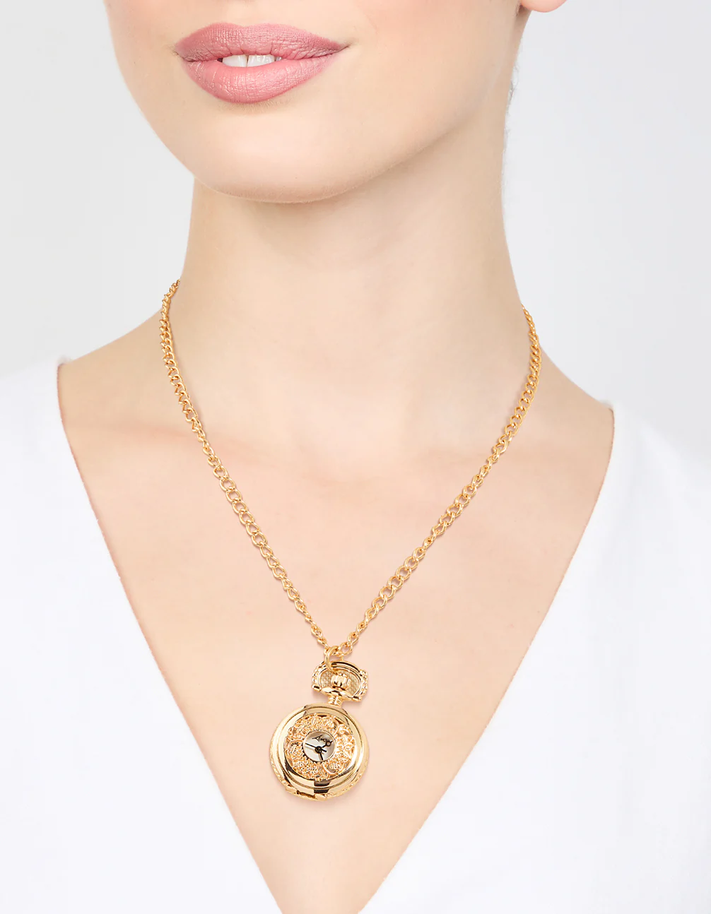 Gold Vintage Pocket Watch Necklace - Image 2
