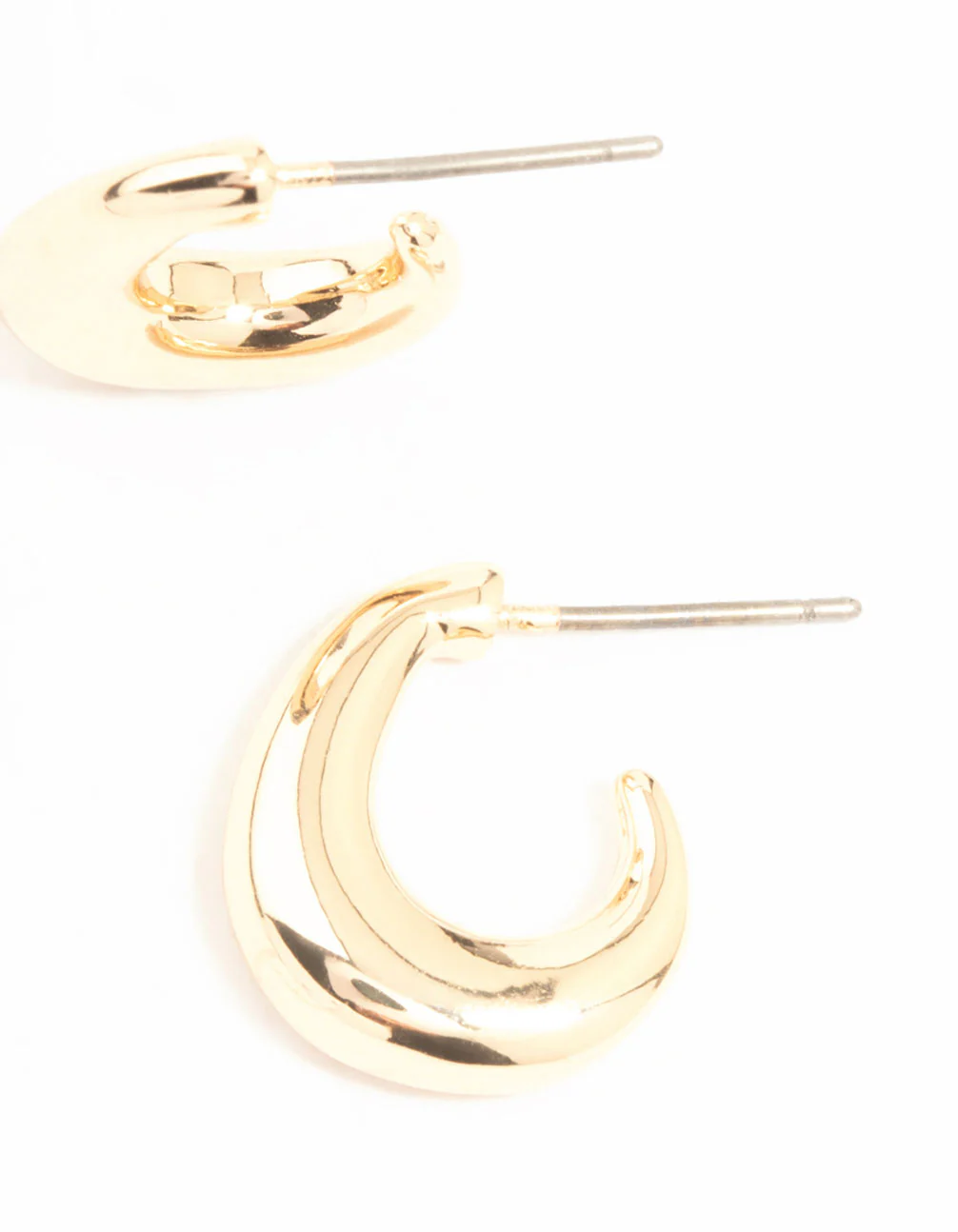 Gold Warped Chunky Huggie Earrings - Image 3