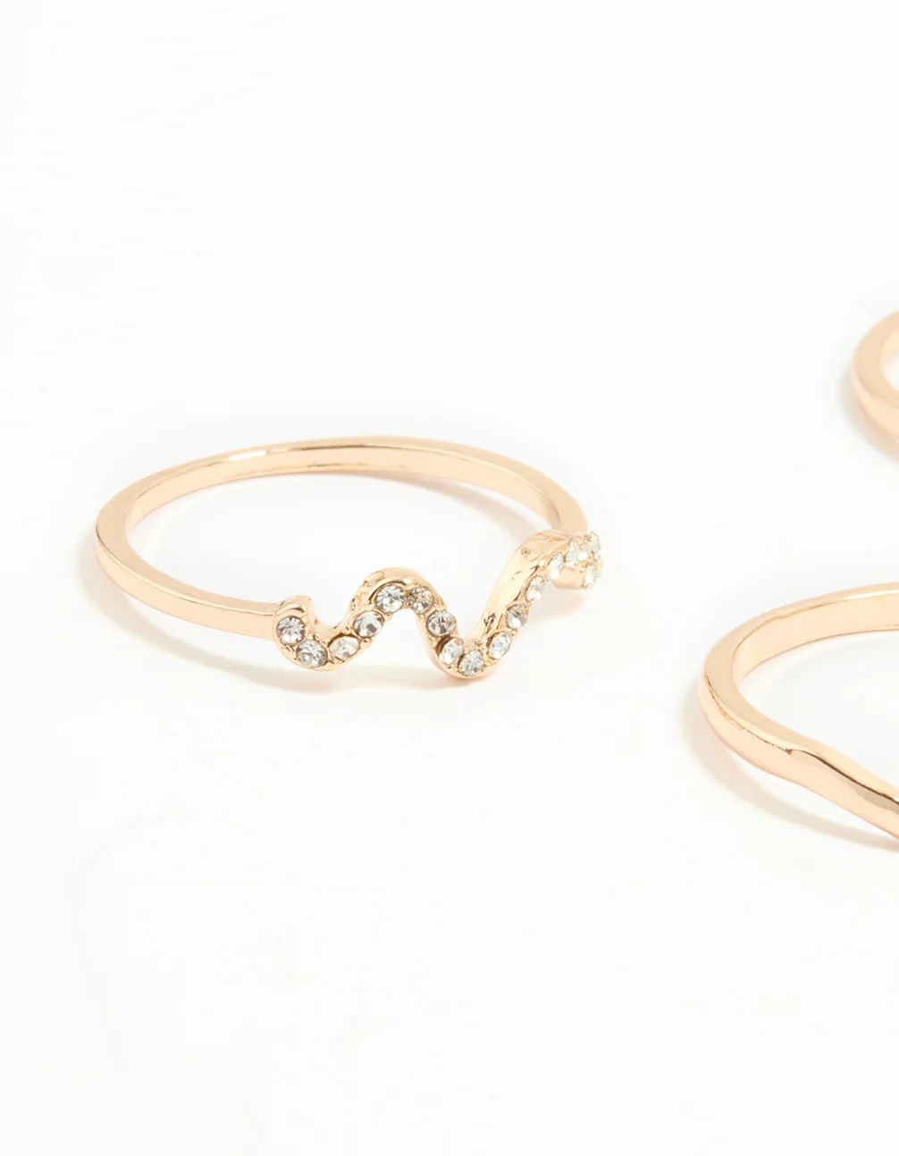 Gold Wavy & Chain Rings 4- Pack - Image 2