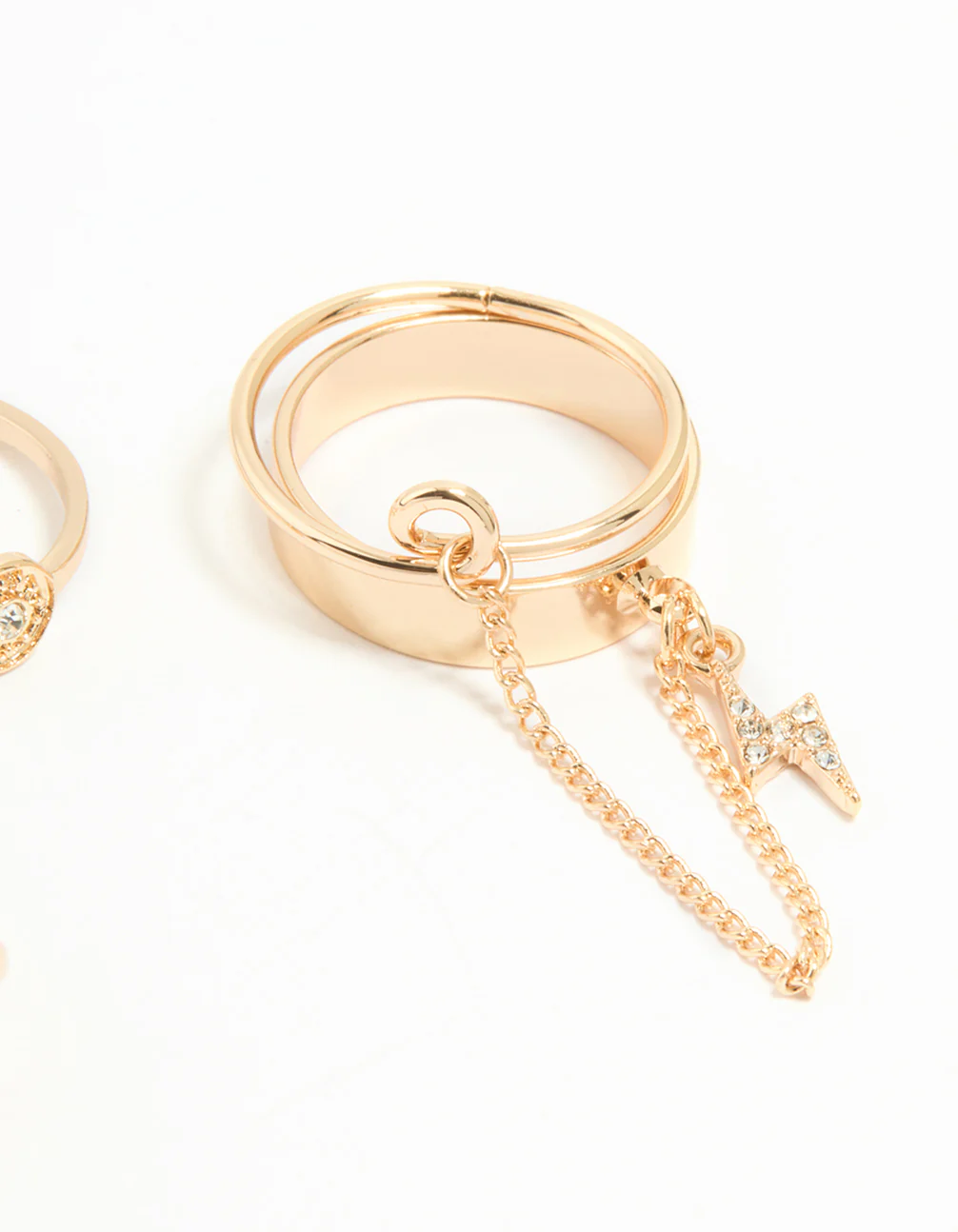 Gold Wavy & Chain Rings 4- Pack - Image 3