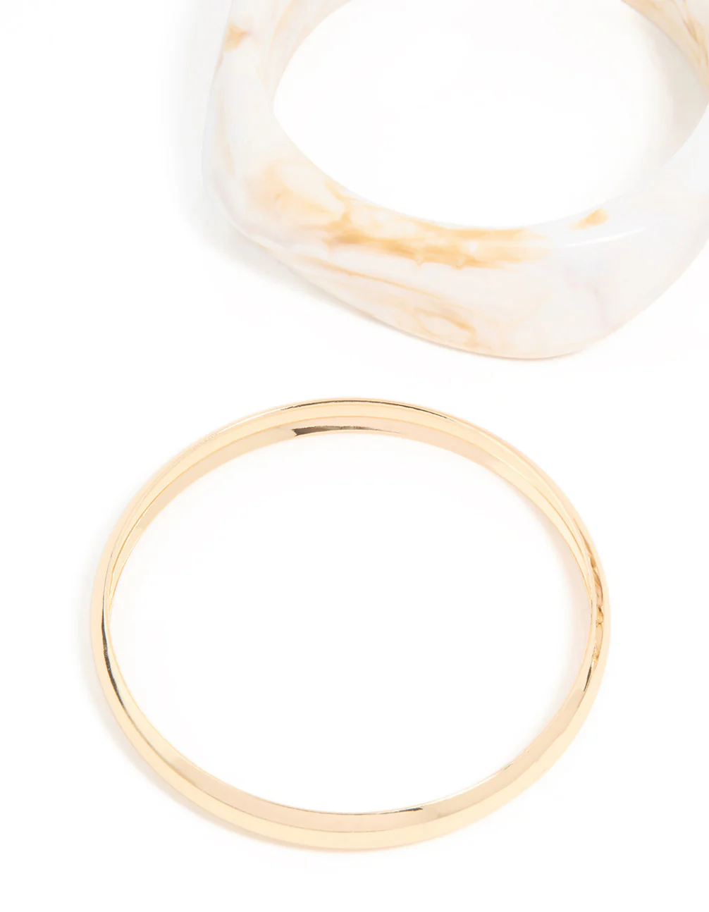 Gold & White Acrylic Bangles 3-Pack - Image 2