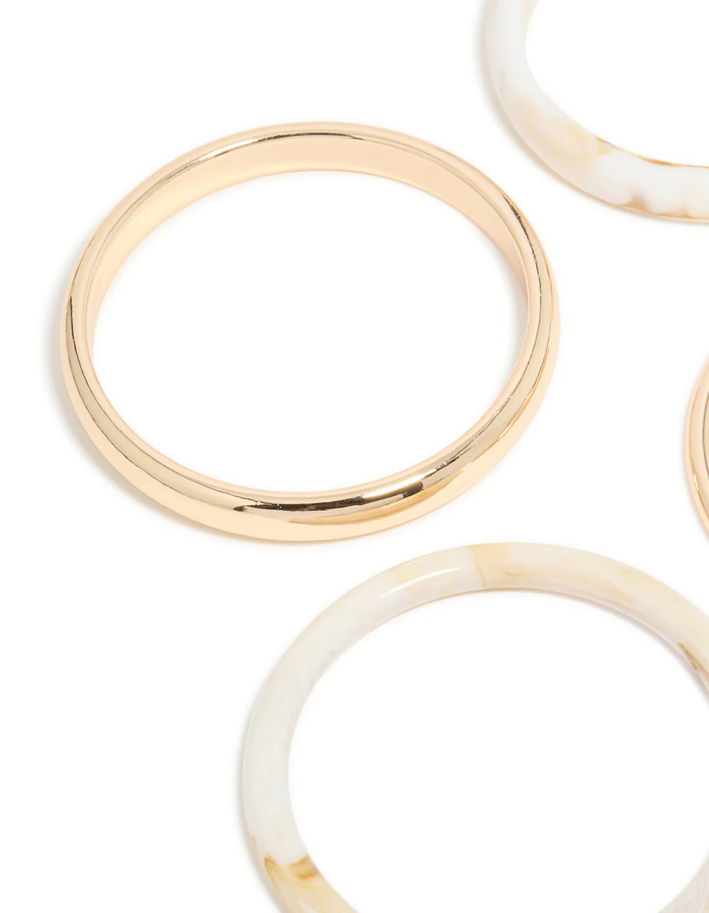 Gold & White Acrylic Marble Thin Bangles 4-Pack - Image 2
