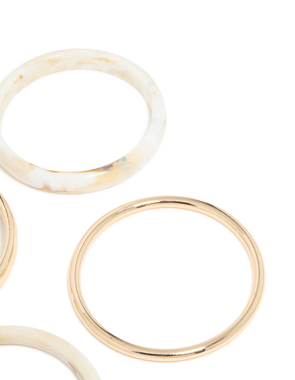 Gold & White Acrylic Marble Thin Bangles 4-Pack - Image 3