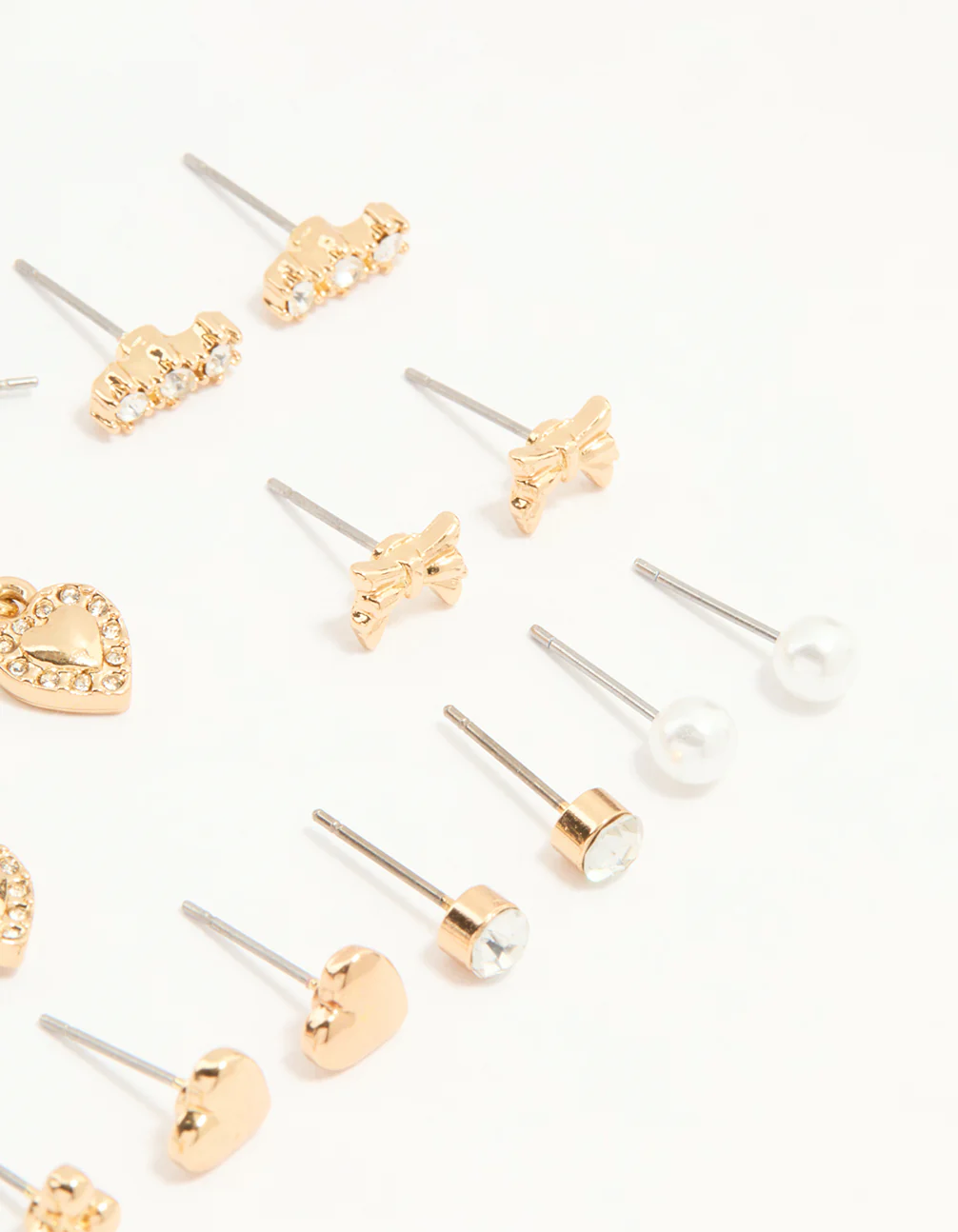Gold & White Heart Butterfly Earrings 12-Pack - Image 3