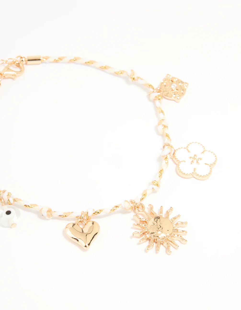 Gold White Rope Sun Charm & Chain Anklets 2-Pack - Image 3
