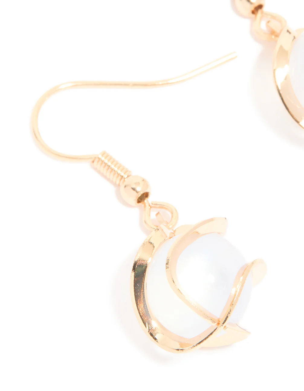 Gold Wire Wrapped Blue Beaded Drop Earrings - Image 3