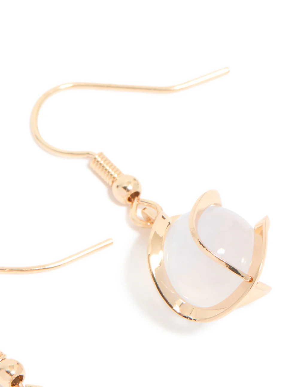 Gold Wire Wrapped Blue Beaded Drop Earrings - Image 4