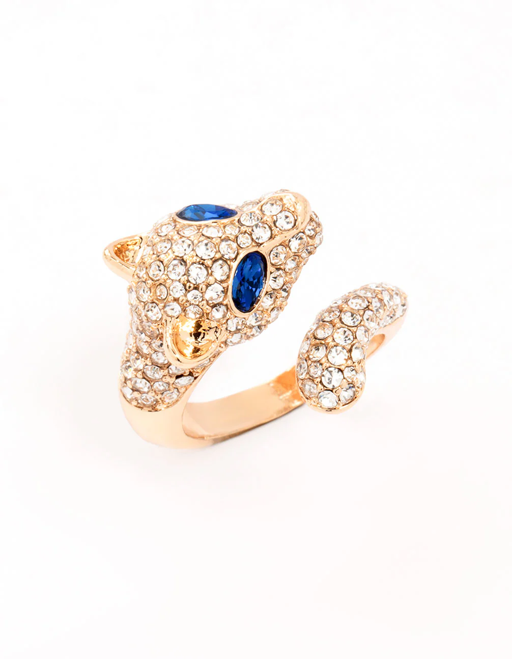 Gold Wrapped Diamante Panther Ring - Image 2