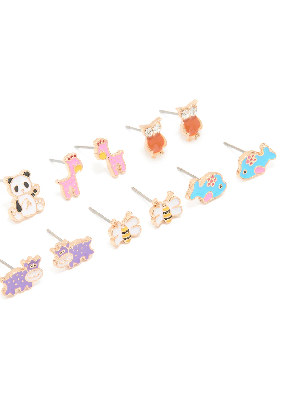 Gold Zoo Animal Stud Earrings 8-Pack - Image 2