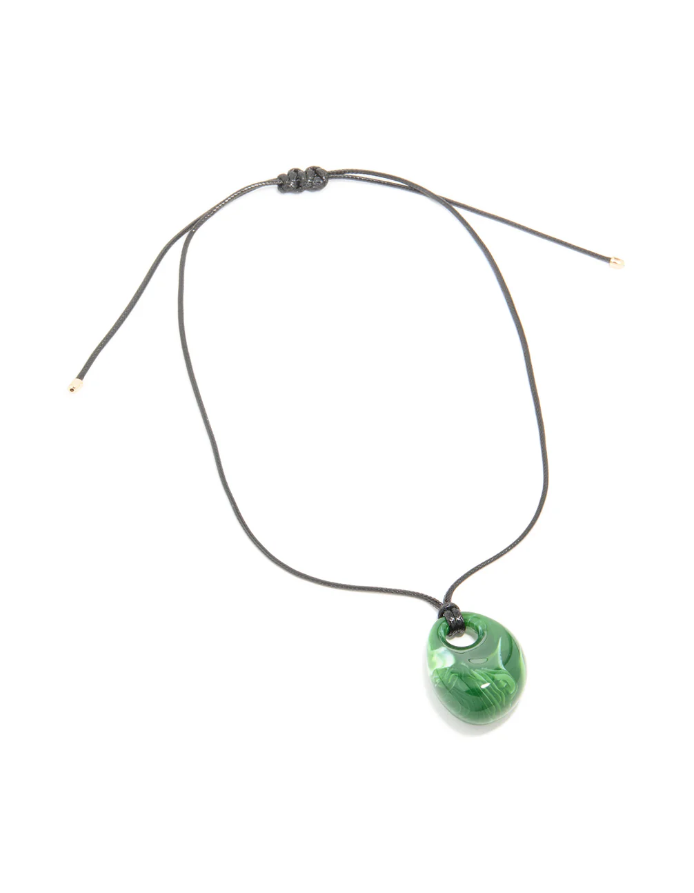 Green Acrylic Chunky Oval Pendant Cord Necklace - Image 2