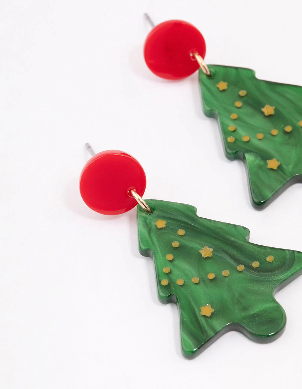 Green Acrylic Mini Xmas Tree Earrings - Image 2