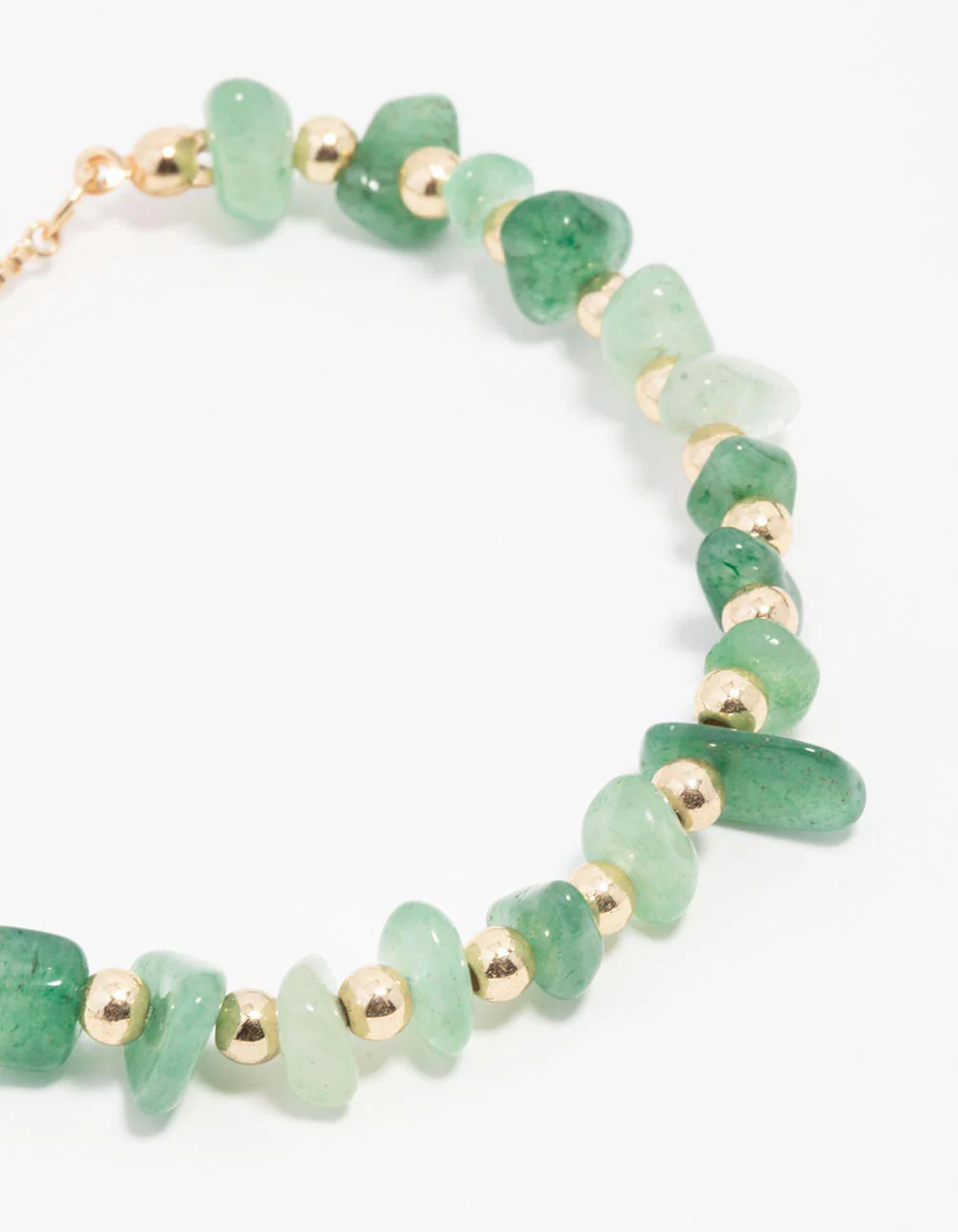 Green Aventurine Chip Beaded Gold Toggle Bracelet - Image 2
