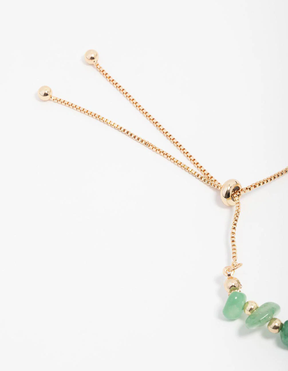 Green Aventurine Chip Beaded Gold Toggle Bracelet - Image 3