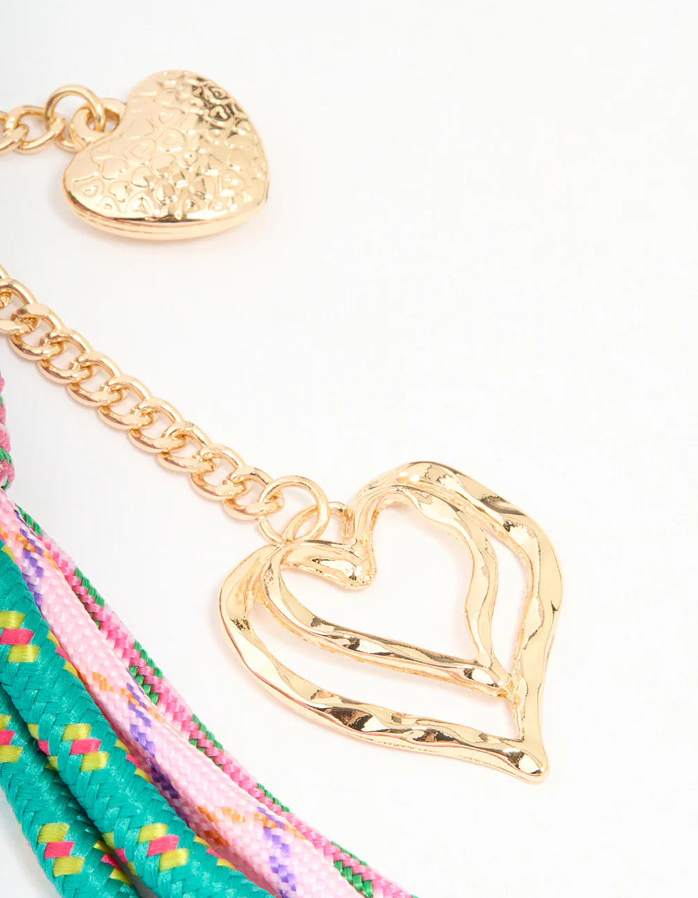 Green & Pink Rope Heart Charm Key Chain - Image 3