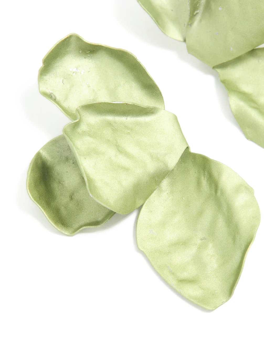 Green Coated Metal Flower Petal Drop Earrings - Image 4